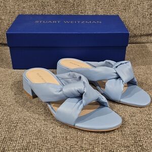 Stuart Weitzman Light Blue Knotted Mules